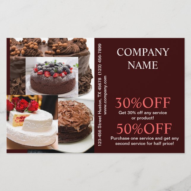 dessert wedding cake baker bakery flyer (Front)