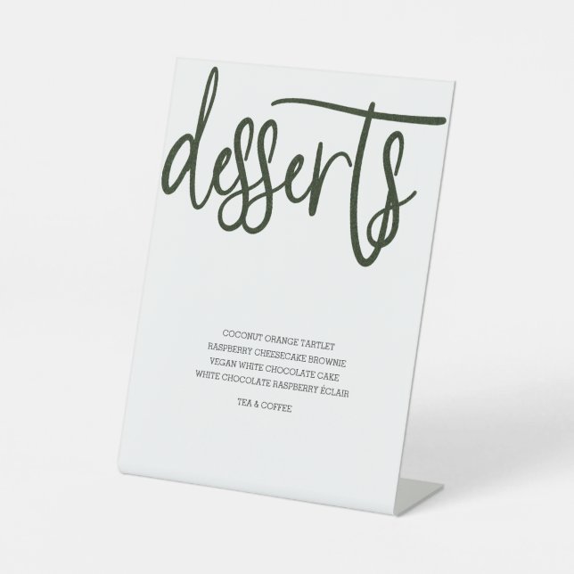 Desserts Menu Wedding Artificial Grass Pedestal Sign (Front)