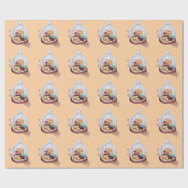 Desserts Under Glass Dome Wrapping Paper (Flat)
