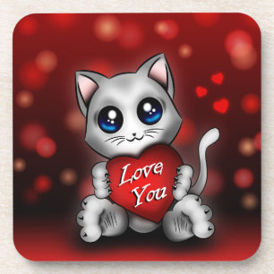 Dessous-de-verre Le chaton t'aime Coaster