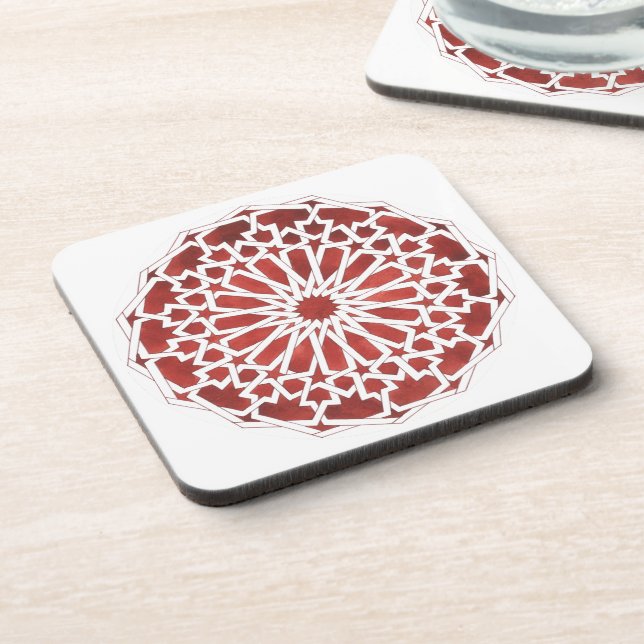 Dessous de verre Mosaïque marocaine rouge ALCAZAR Coaster (Left Side)