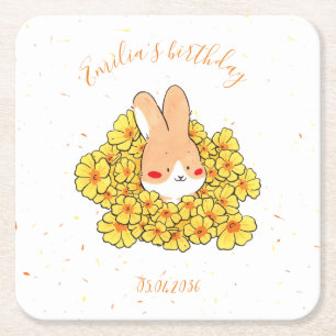 Dessous de verre papier personnalisé Lapin Square Paper Coaster