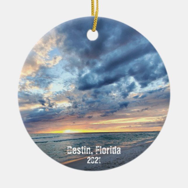 Destin Beach Custom Your Own Photos 2 sided  Ceramic Ornament (Front)