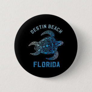 Destin Beach Florida Fl Sunshine State Ocean Turle 6 Cm Round Badge