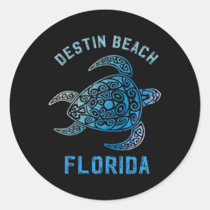 Destin Beach Florida Fl Sunshine State Ocean Turle Classic Round Sticker