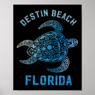 Destin Beach Florida Fl Sunshine State Ocean Turle Poster