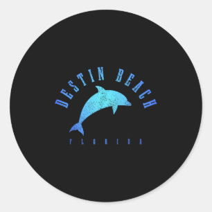 Destin Beach Florida Fl Vintage Dolphin Holiday Classic Round Sticker