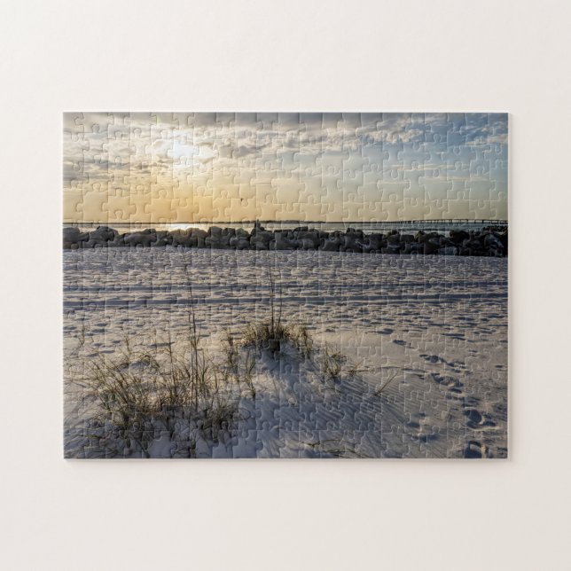 Destin Beach Florida Jetty Sunset Jigsaw Puzzle (Horizontal)