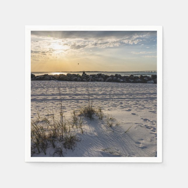 Destin Beach Florida Jetty Sunset Paper Napkin (Front)