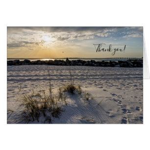 Destin Beach Florida Jetty Sunset Thank You Card