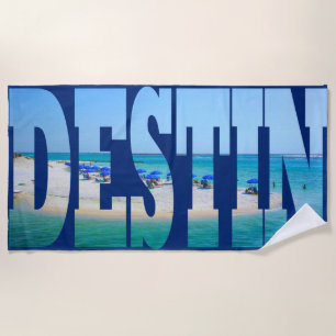 Destin Beach Florida Photo Typography Modern Towel