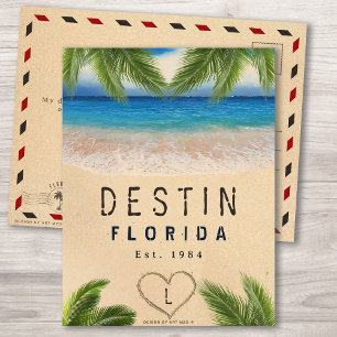 Destin Beach Florida Sand Tropical Palm Leaves Postcard