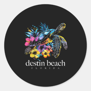 Destin Beach Florida Sea Turtle Scuba Diving Surfe Classic Round Sticker