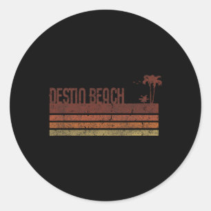 Destin Beach Florida Vintage 70s 80s Vacation Men Classic Round Sticker