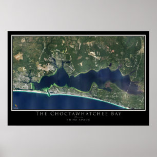 Destin - Choctawhatchee Bay Florida Satellite Map Poster