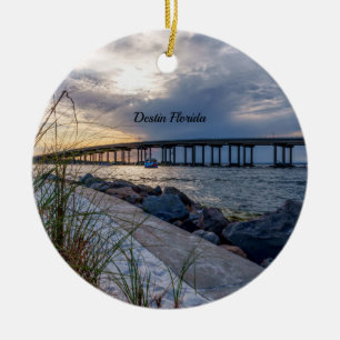 Destin East Pass Sunset Circle Ornament