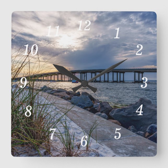 Destin East Pass Sunset Wall Clock (Front)