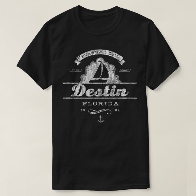 Destin FL Sailboat  Vintage Nautical Throwback  T-Shirt (Design Front)