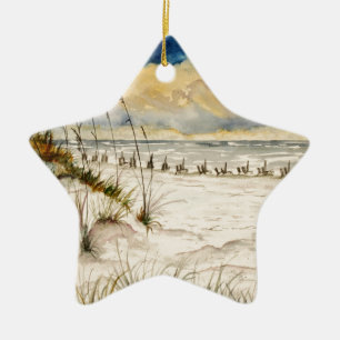 Destin Florida Beach Art Ceramic Ornament