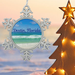 Destin Florida Beach Photograph Snowflake Pewter Christmas Ornament