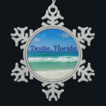 Destin Florida Beach Photograph Snowflake Pewter Christmas Ornament<br><div class="desc">A beautiful beach photograph taken in the ideal vacation destination of Destin,  Florida. The gorgeous green waters of Sandestin wash up to the sandy seashore underneath serene blue skies to make the perfect scenic vacation photo.</div>
