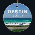 Destin Florida Beach Photography Seaside Ceramic Ornament<br><div class="desc">A gorgeous beach photograph taken in a favourite seaside vacation destination for Floridians: Destin, Florida. The beautiful teal blue ocean water in Sandestin meets the sandy seashore for the perfect island landscape photo. Sell these cute ornaments with bold white typography at your Destin tourist beach shop or buy them to...</div>