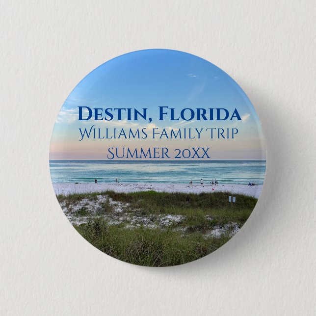 Destin Florida Beach Sunset Custom Family Trip 6 Cm Round Badge (Front)