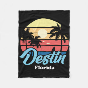 Destin Florida Beach Surfer Surfing Souvenir Retro Fleece Blanket