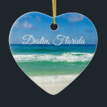 Destin Florida Beautiful Beach Photography Heart Ceramic Ornament<br><div class="desc">A beautiful beach photograph taken in the ideal vacation destination of Destin,  Florida. The gorgeous green waters of Sandestin wash up to the sandy seashore underneath serene blue skies to make the perfect scenic vacation photo.</div>