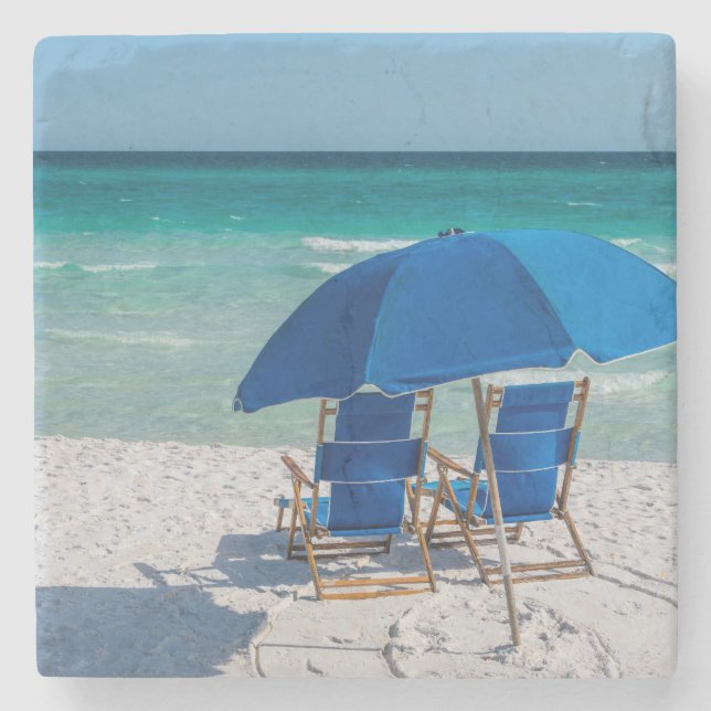 Destin Florida Chairs And Umbrella Stone Coaster (Front)