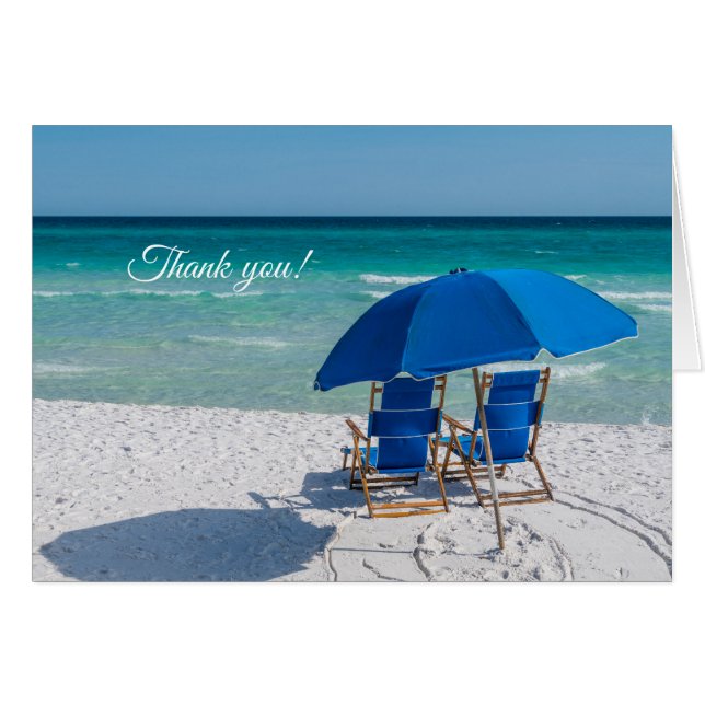Destin Florida Chairs And Umbrella Thank U Card (Front Horizontal)