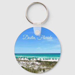 Destin Florida Coast Beach Umbrellas Photography Key Ring