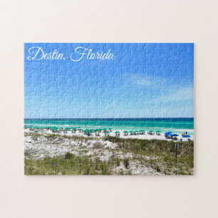 Destin Florida Coast Beach Umbrellas Pretty Custom Jigsaw Puzzle