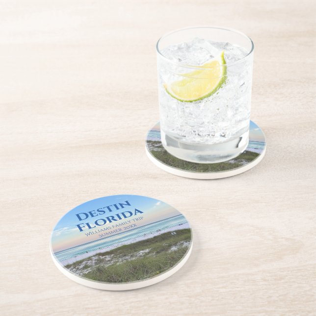 Destin Florida Custom Beach Vacation Souvenir Coaster (Side)