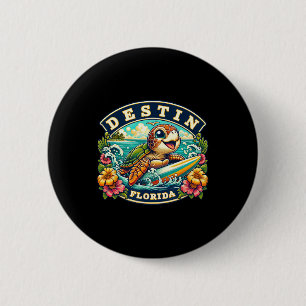 Destin Florida Cute Sea Turtle Surfing 6 Cm Round Badge