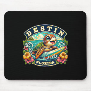 Destin Florida Cute Sea Turtle Surfing Mouse Pad