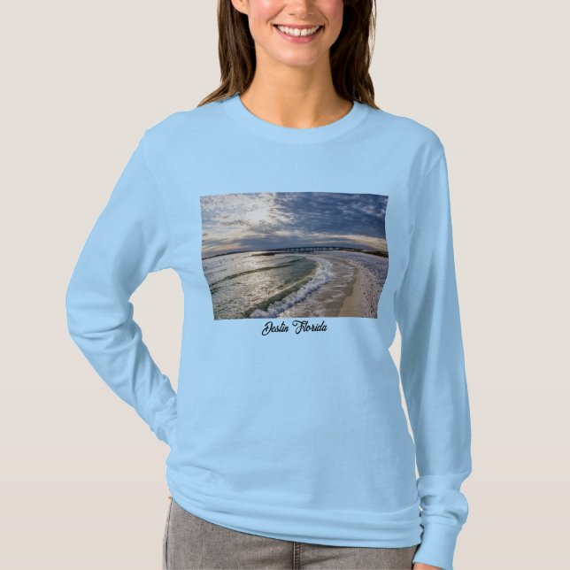 Destin Florida Evening Waves Long Sleeve Tshirt (Front)