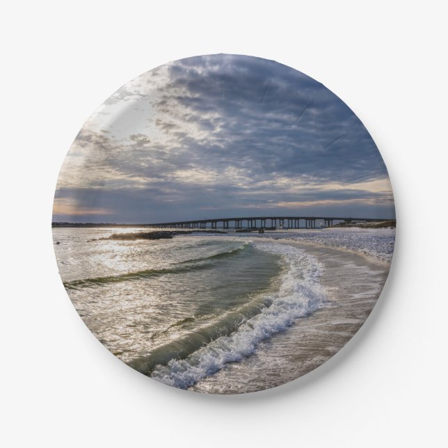 Destin Florida Evening Waves Paper Plates (Front)