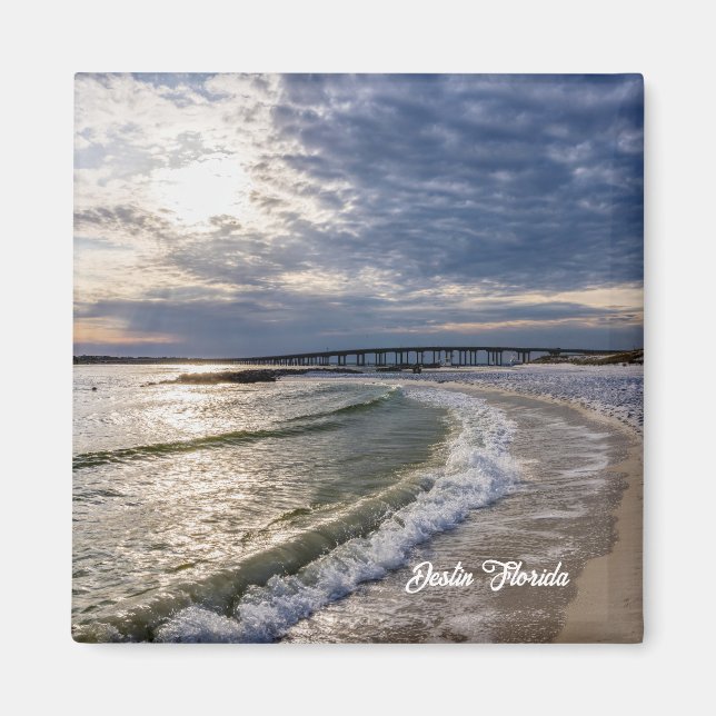 Destin Florida Evening Waves Square Magnet (Front)