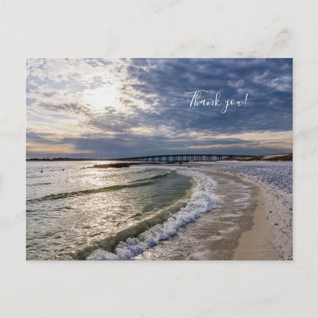 Destin Florida Evening Waves Thank You Postcard (Front)