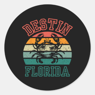 Destin Florida Fl Surfing Retro Sunset Us City Sta Classic Round Sticker