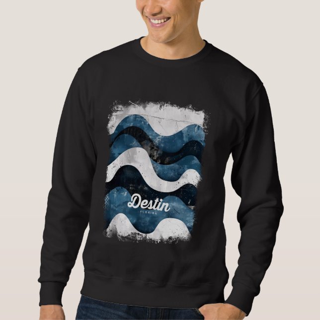 Destin Florida FL Tropical Beach Surfing Waves Vin Sweatshirt (Front)