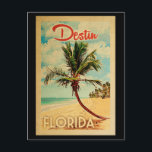 Destin Florida Palm Tree Beach Vintage Travel Postcard<br><div class="desc">Destin Florida design in Vintage Travel style featuring a palm tree on the beach with ocean and sky.</div>