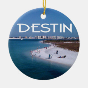 Destin Florida photo with beach and skyline Ceramic Ornament