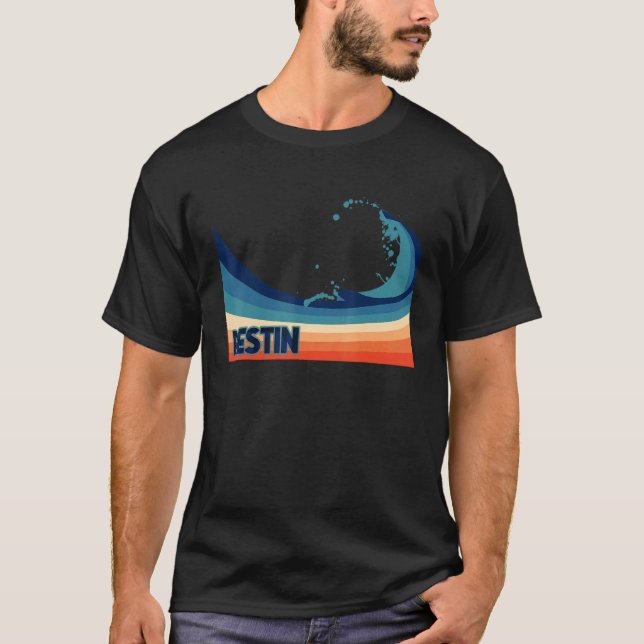 Destin Florida Retro Surf Sailing & Fishing Vacati T-Shirt (Front)