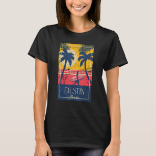Destin Florida Retro Surfer Beach Sunset Distresse T-Shirt