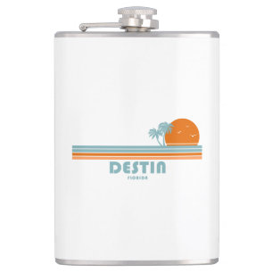 Destin Florida Sun Palm Trees Hip Flask