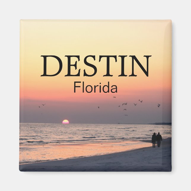 Destin Florida sunset - Couple walking - Magnet (Front)