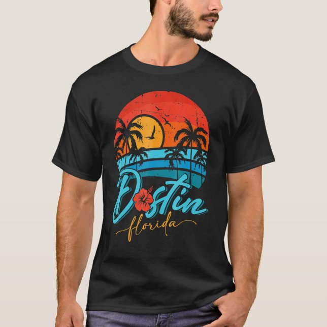 Destin Florida Sunset Retro Summer Vacation Beach T-Shirt (Front)