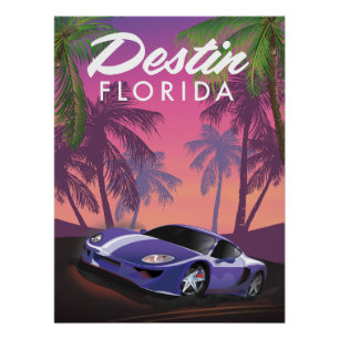 Destin Florida USA sports car poster. Poster